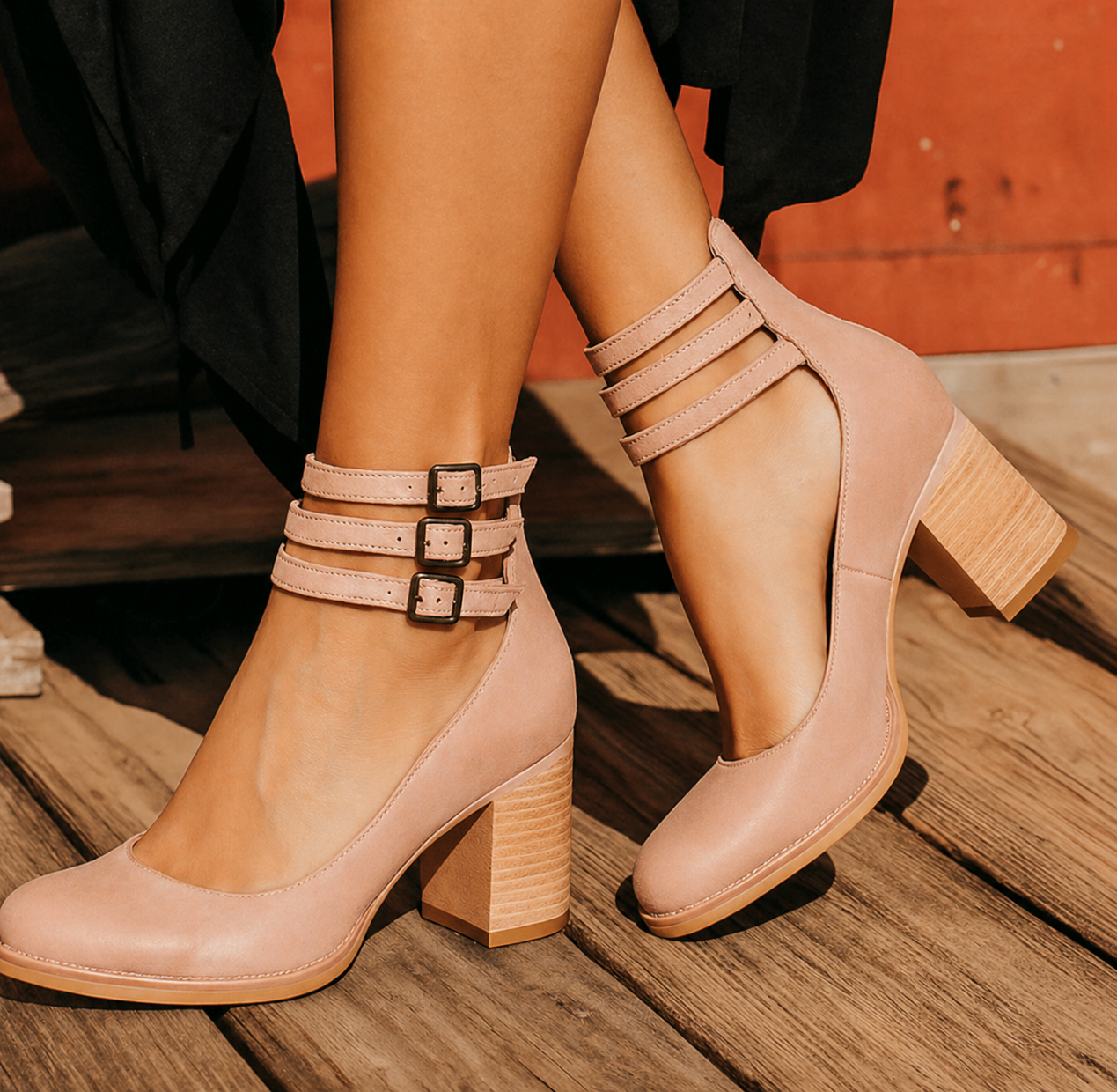 Elegantes sandalias de verano para mujer | Piel sintética marrón claro