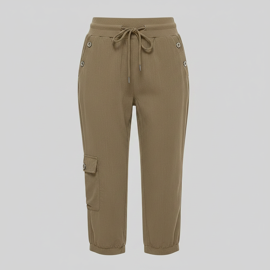 Pantalones casuales de mujer con puños elásticos y bolsillos