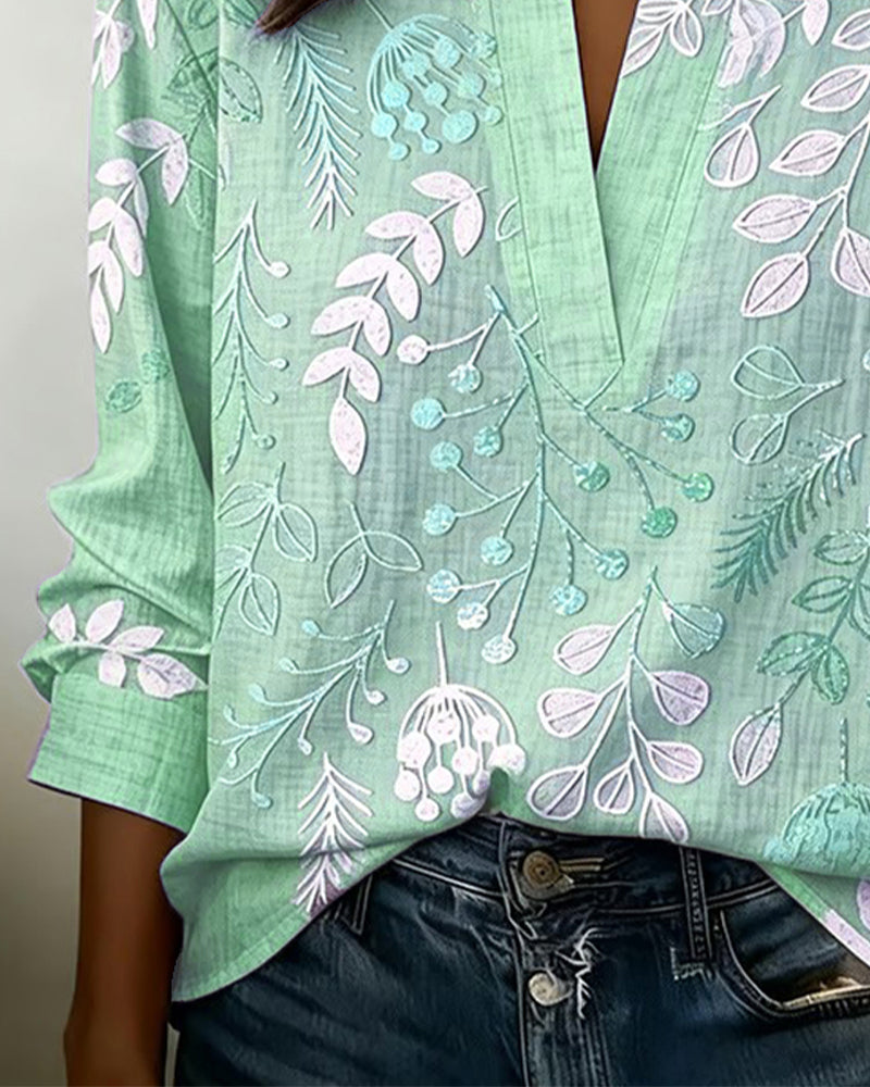 Blusa de flores en tonos pastel con escote en V para mujer | Tejido suave y ligero