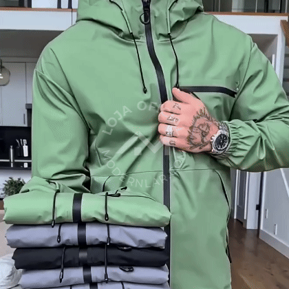 Hombre Chaqueta Impermeable con Capucha | Cortavientos & Cierre de Cremallera | Uso Diario