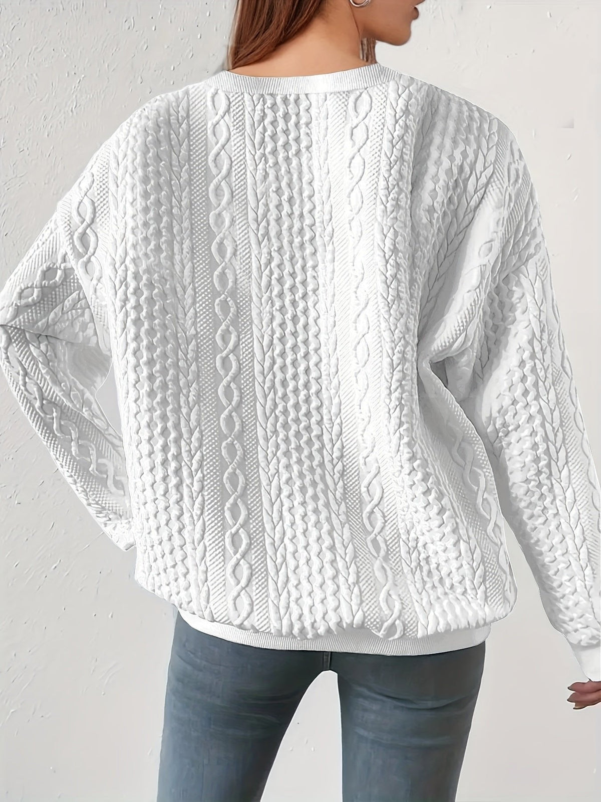 Mujer Jersey de Punto Trenzado | Cuello Redondo & Corte Holgado | Otoño e Invierno