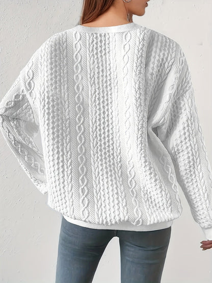 Mujer Jersey de Punto Trenzado | Cuello Redondo & Corte Holgado | Otoño e Invierno