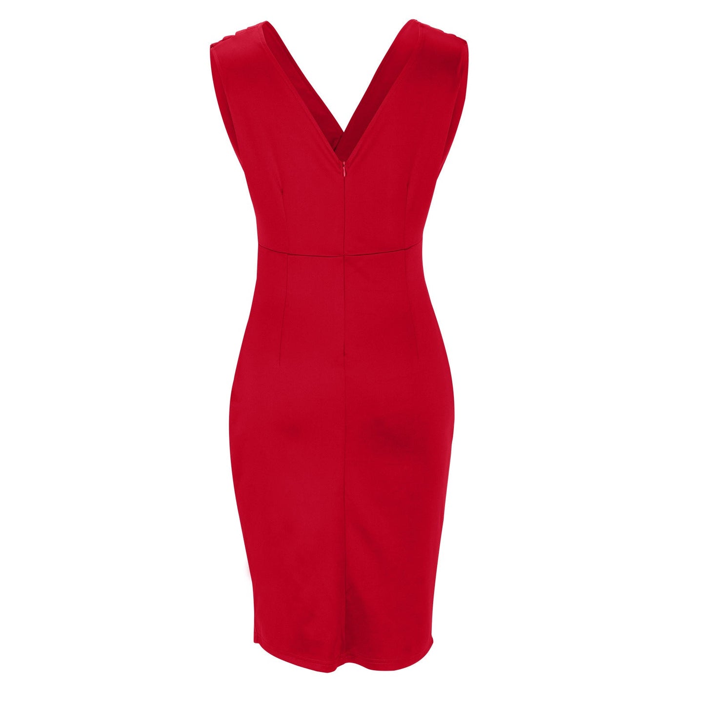 Vestido ajustado con escote en V y abertura lateral | Modelo elegante para mujer