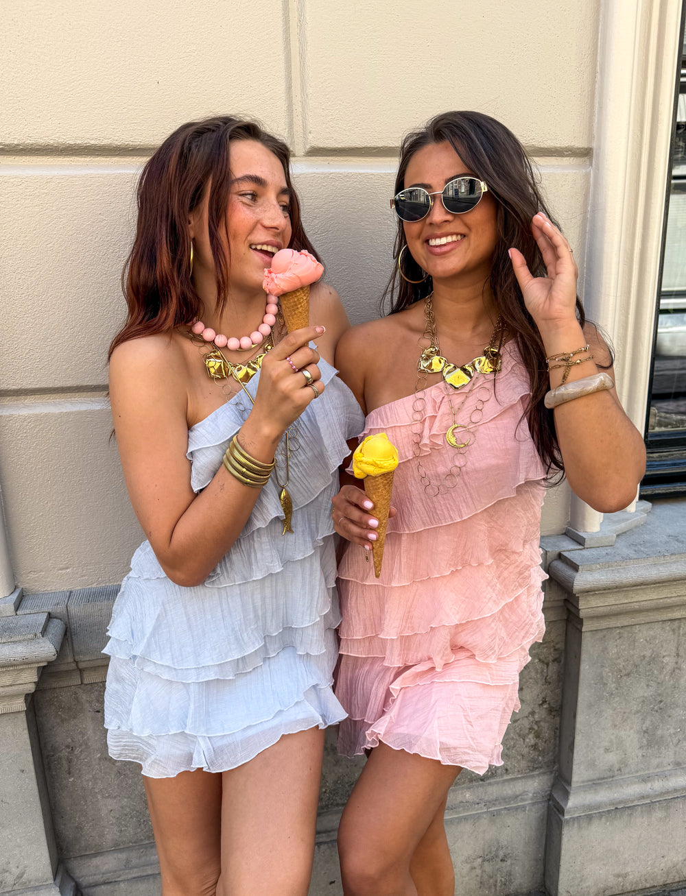Minivestido asimétrico con volantes para mujer | Tirante único de verano
