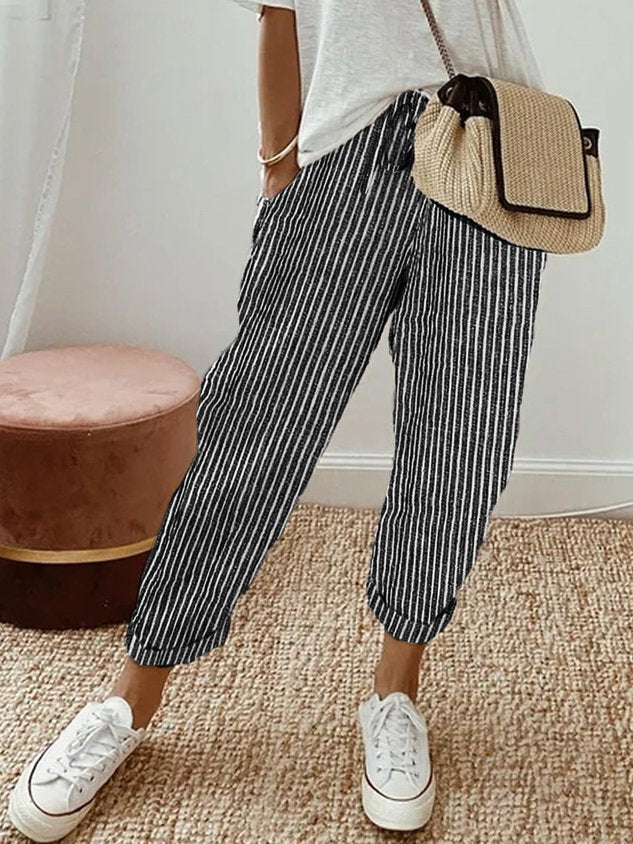 Pantalón largo de lino para mujer | Corte relajado