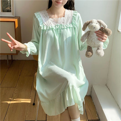 Camicia da notte lunga vittoriana con pizzo floreale | Cotone bianco da donna