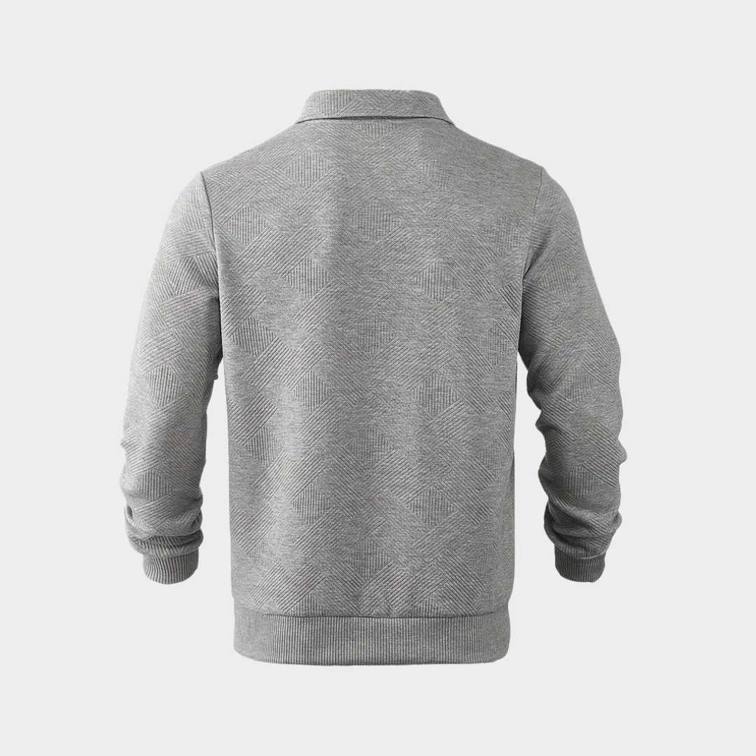 Hombre Jersey con Cremallera | Estampado Geométrico & Cuello con Solapa | Otoño e Invierno