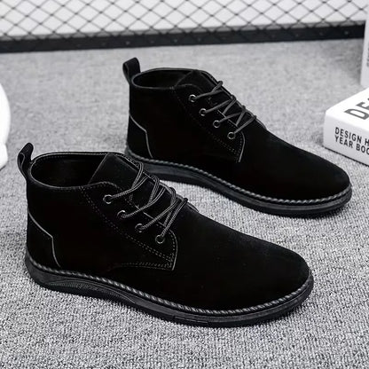 Hombre Botines de Antelina | Cierre de Cordones & Suela de Goma | Uso Diario
