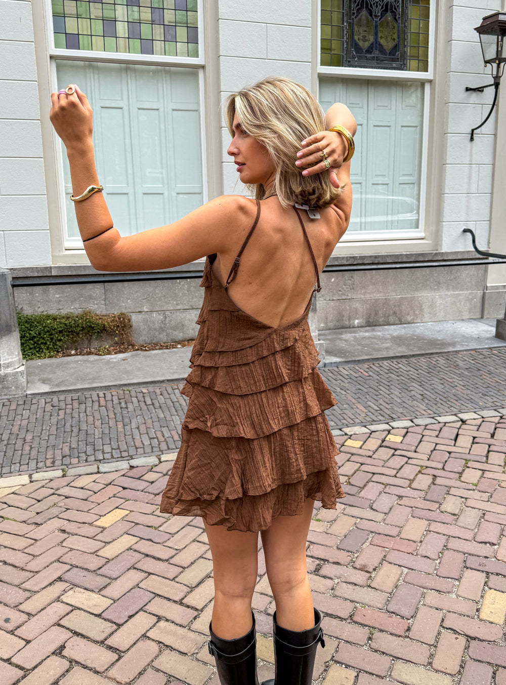 Minivestido asimétrico con volantes para mujer | Tirante único de verano