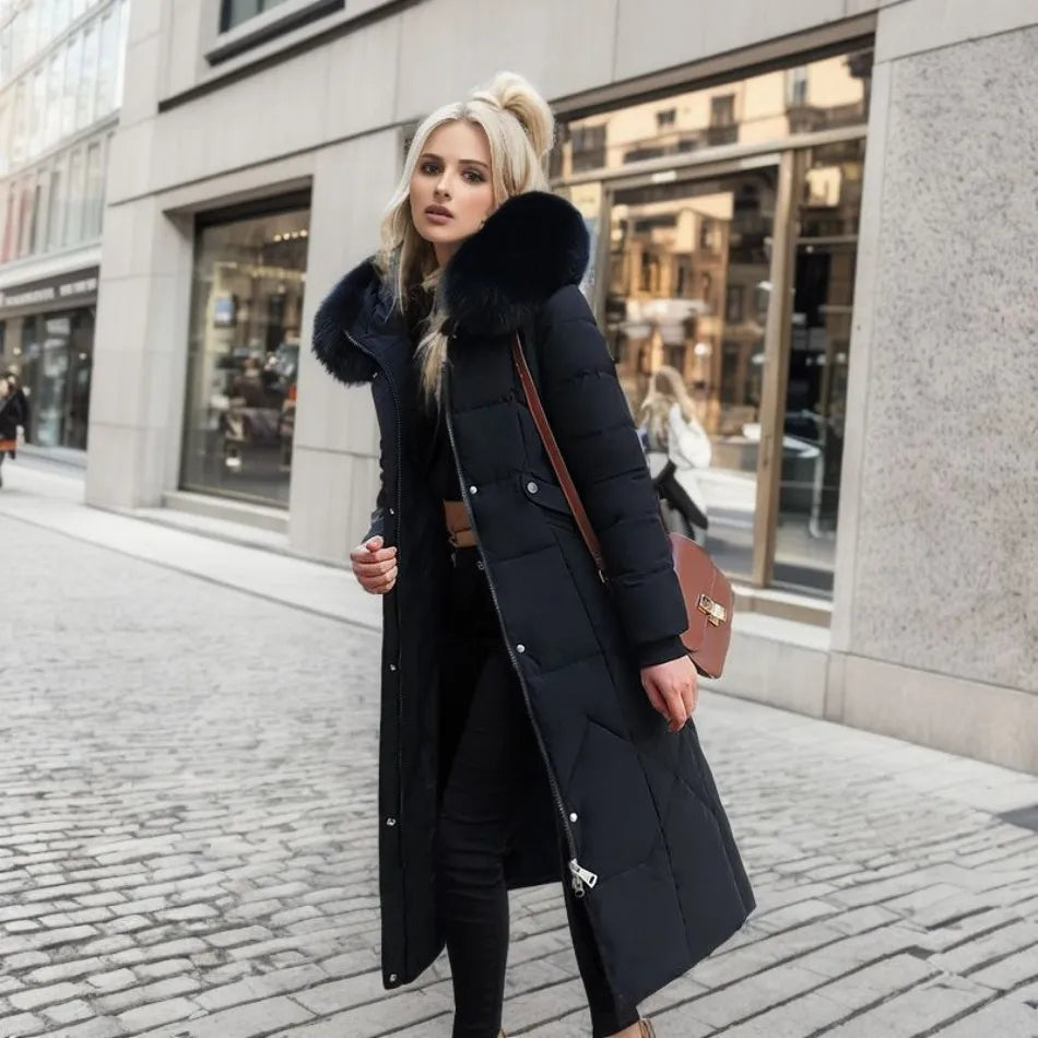 Mujer Abrigo Largo de Invierno | Capucha Ajustable & Bolsillos Profundos | Otoño e Invierno
