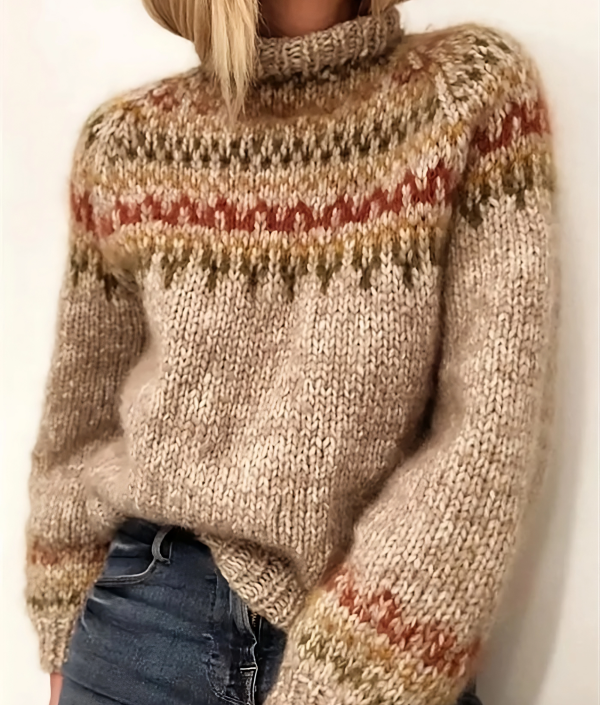 Mujer Jersey de Cuello Alto | Estampado Fair Isle & Punto Grueso | Otoño e Invierno