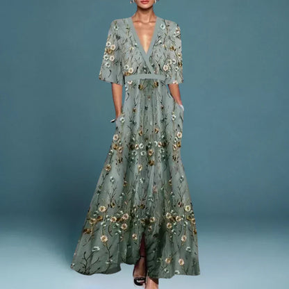 Elegante vestido largo con estampado floral | Corte fluido para mujer