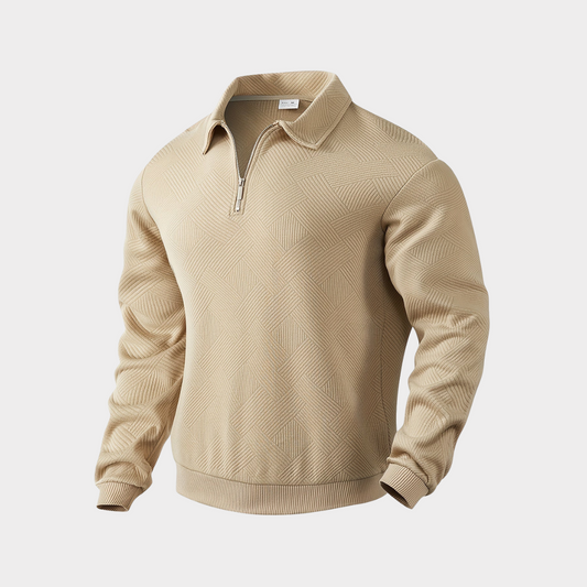 Hombre Jersey con Cremallera | Estampado Geométrico & Cuello con Solapa | Otoño e Invierno