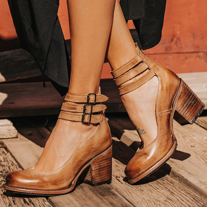 Elegantes sandalias de verano para mujer | Piel sintética marrón claro