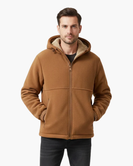 Hombre Chaqueta de Forro Polar con Capucha | Bolsillos con Cremallera & Cierre de Cremallera | Otoño e Invierno