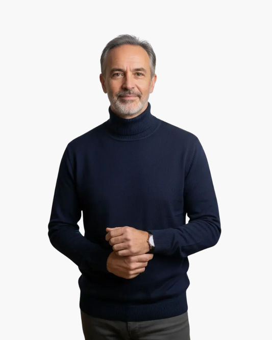 Hombre Jersey de Cuello Alto | Tejido Elástico & Corte Regular | Uso Diario