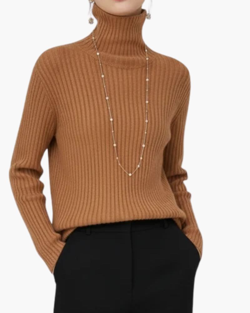 Mujer Jersey de Cuello Alto a Rayas | Orlo Asimétrico & Manga Larga | Otoño e Invierno