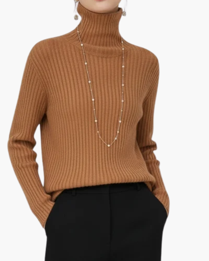 Mujer Jersey de Cuello Alto a Rayas | Orlo Asimétrico & Manga Larga | Otoño e Invierno