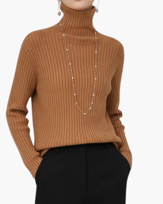 Mujer Jersey de Cuello Alto a Rayas | Orlo Asimétrico & Manga Larga | Otoño e Invierno