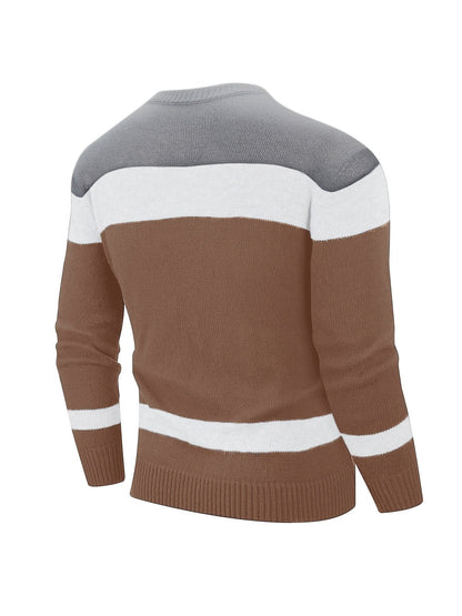 Hombre Jersey de Punto Color Block | Corte Holgado & Diseño Combinable | Uso Diario