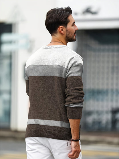 Hombre Jersey de Punto Color Block | Corte Holgado & Diseño Combinable | Uso Diario