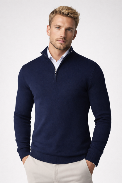 Hombre Jersey con Media Cremallera | Cuello Alto & Corte Regular | Otoño e Invierno