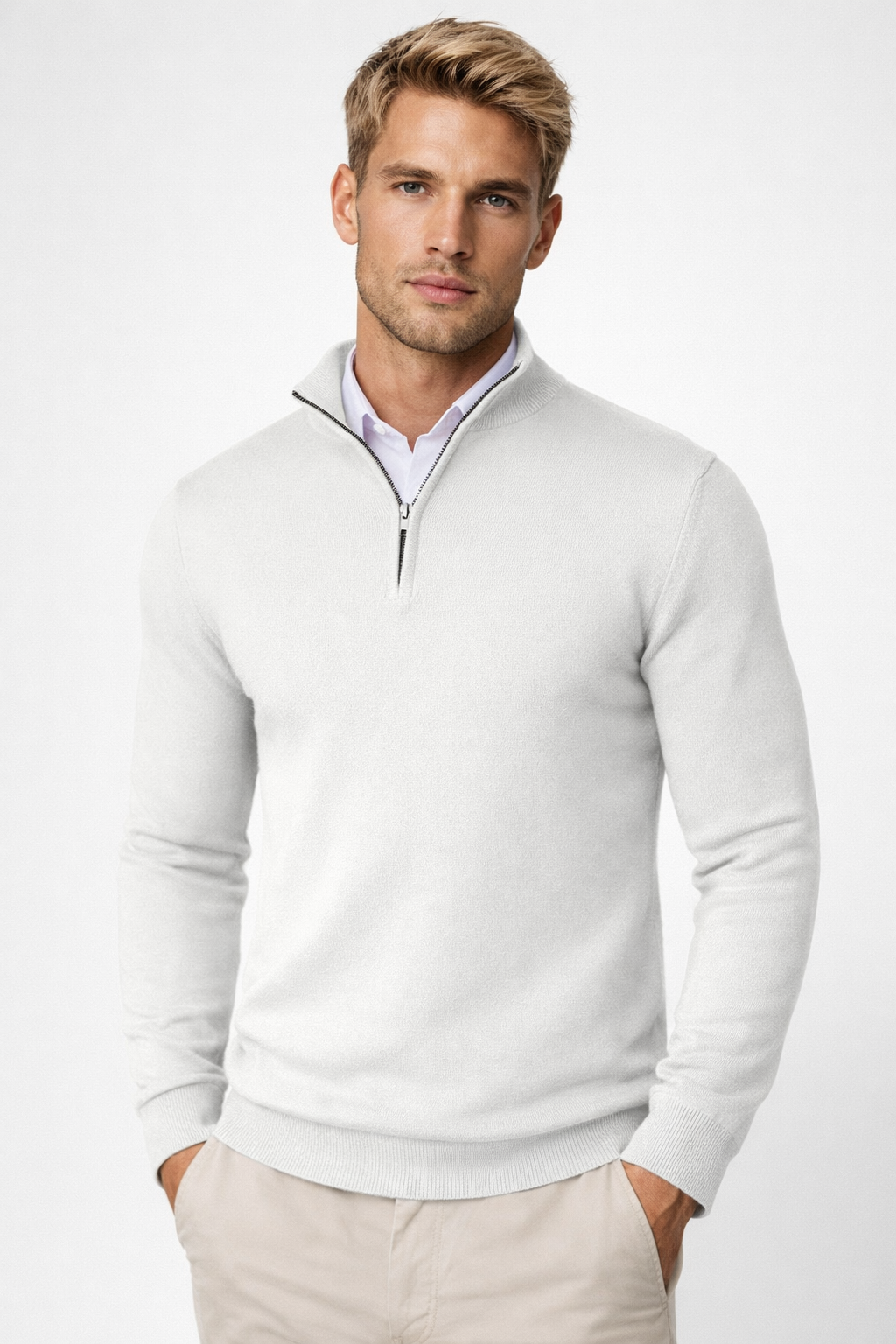 Hombre Jersey con Media Cremallera | Cuello Alto & Corte Regular | Otoño e Invierno