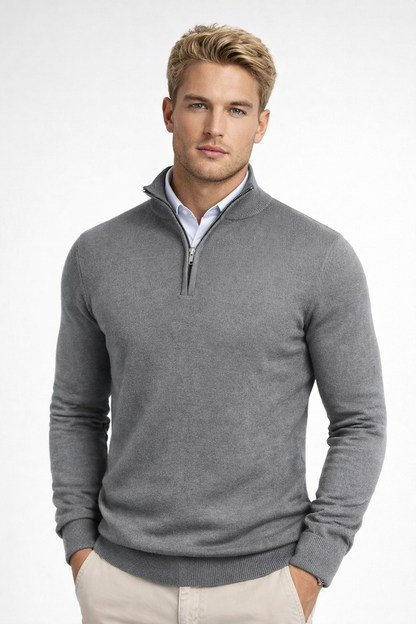 Hombre Jersey con Media Cremallera | Cuello Alto & Corte Regular | Otoño e Invierno