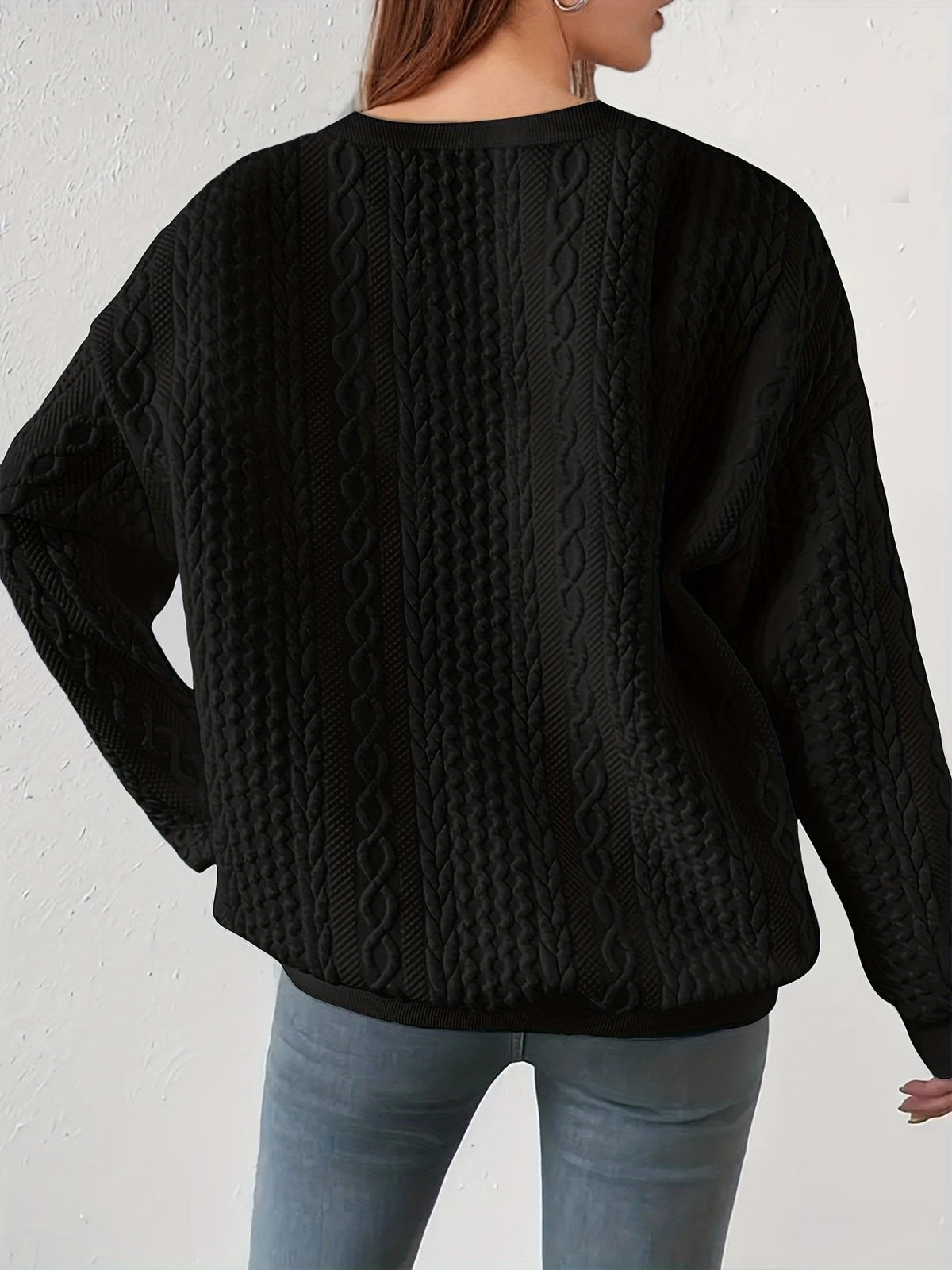 Mujer Jersey de Punto Trenzado | Cuello Redondo & Corte Holgado | Otoño e Invierno
