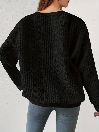 Mujer Jersey de Punto Trenzado | Cuello Redondo & Corte Holgado | Otoño e Invierno