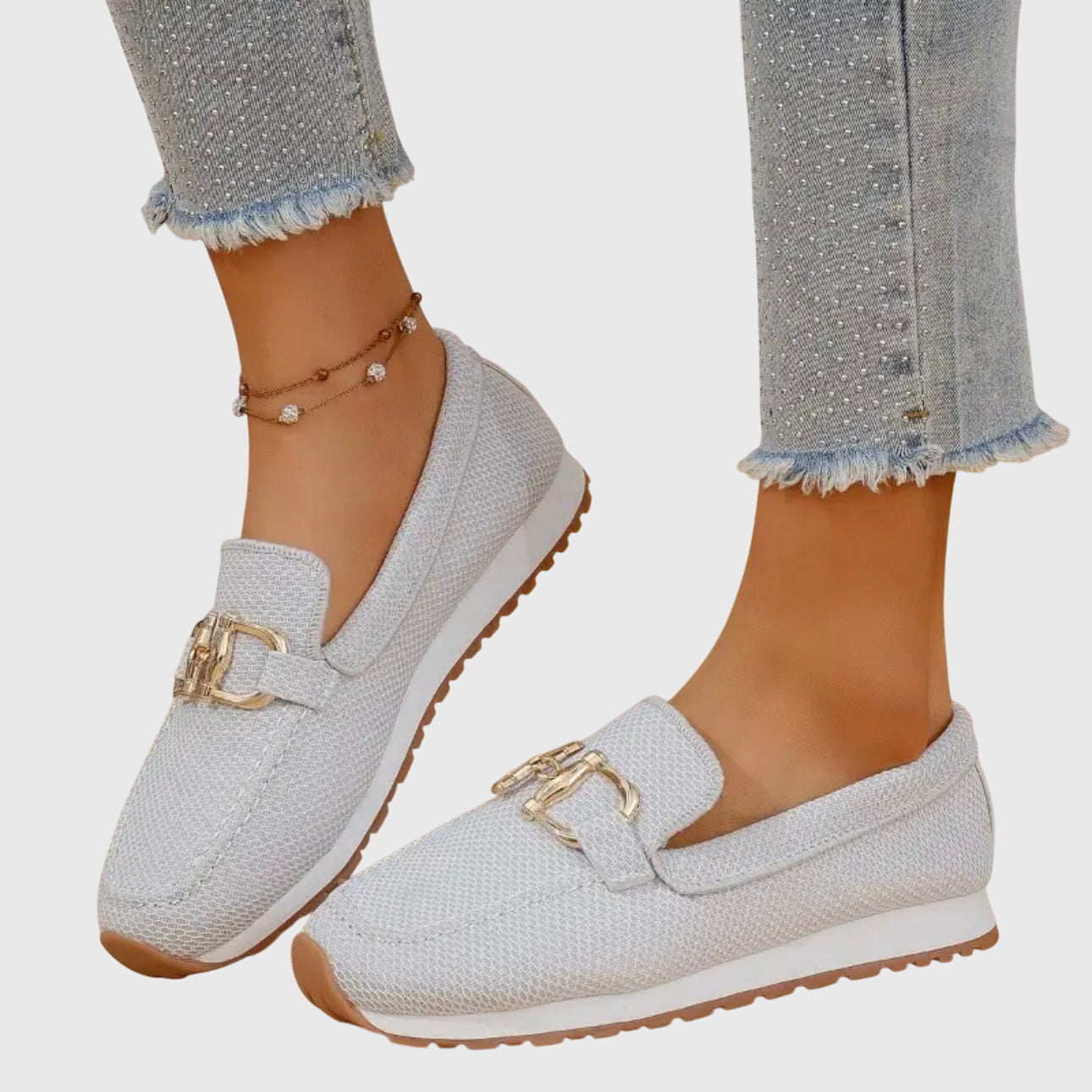 Mocasín de malla con hebilla para mujer | Suela antideslizante