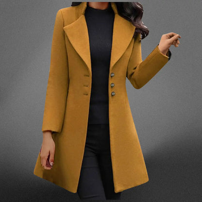 Mujer Abrigo Largo de Lana | Capa Exterior Resistente al Agua & Forro Suave | Otoño e Invierno