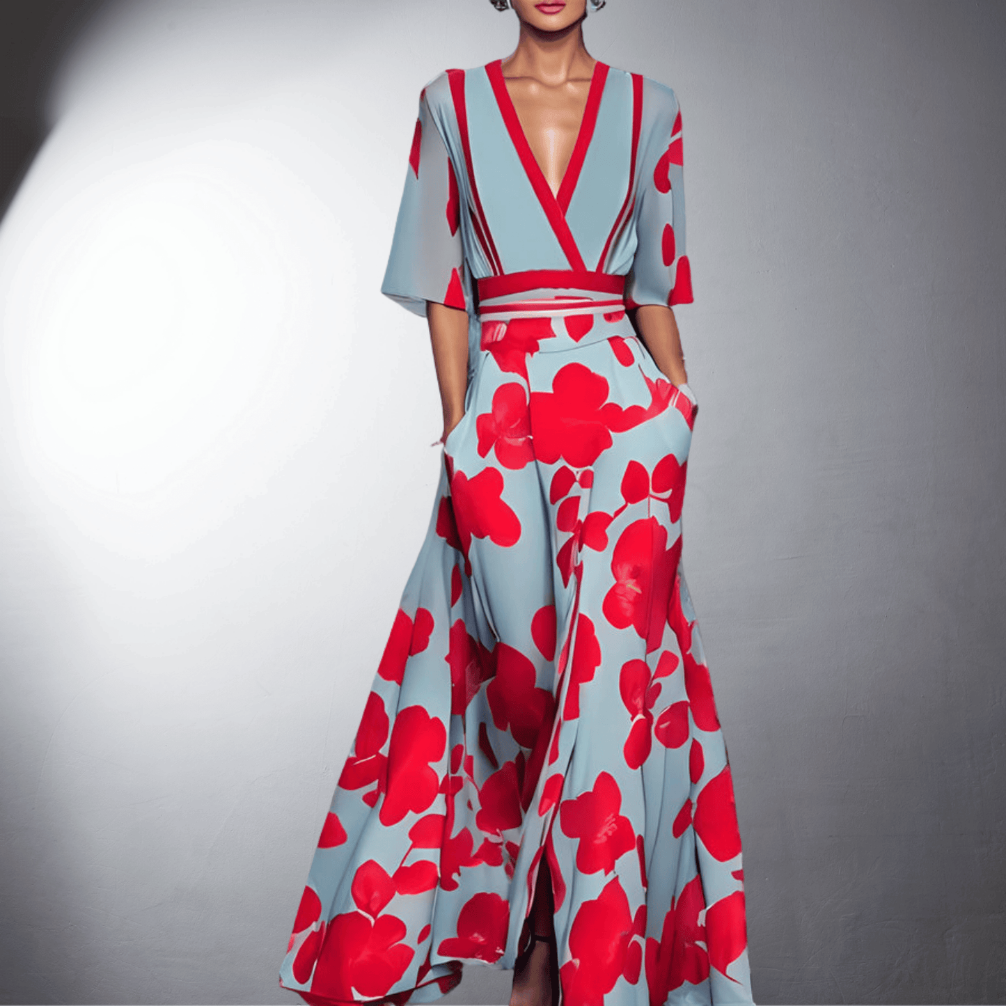 Vestido floral elegante con mangas para mujer | Corte favorecedor