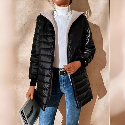 Mujer Abrigo Acolchado con Capucha | Forro Polar & Cierre de Cremallera | Otoño e Invierno