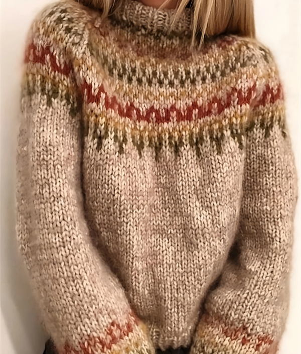 Mujer Jersey de Cuello Alto | Estampado Fair Isle & Punto Grueso | Otoño e Invierno