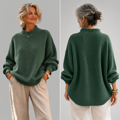 Mujer Jersey de Punto Cuello Perkins | Texturizado & Hombros Caídos | Uso Diario