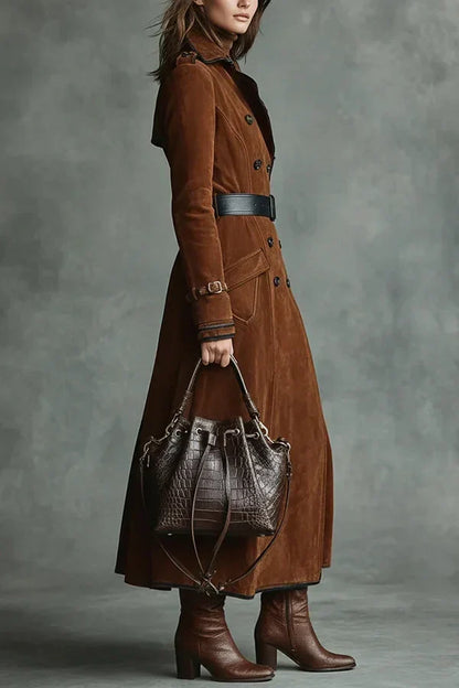 Mujer Gabardina Midi | Cuello de Solapa & Bolsillos Funcionales | Casual y Vacaciones