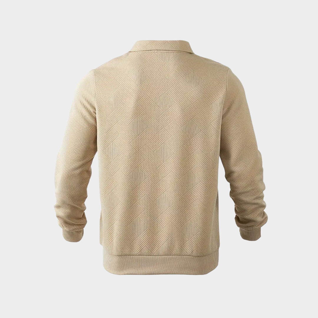 Hombre Jersey con Cremallera | Estampado Geométrico & Cuello con Solapa | Otoño e Invierno