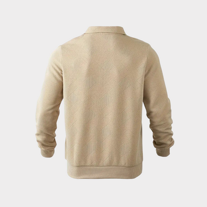 Hombre Jersey con Cremallera | Estampado Geométrico & Cuello con Solapa | Otoño e Invierno