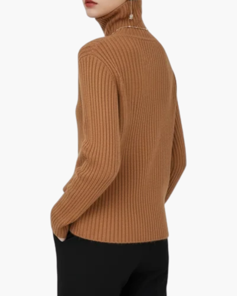 Mujer Jersey de Cuello Alto a Rayas | Orlo Asimétrico & Manga Larga | Otoño e Invierno