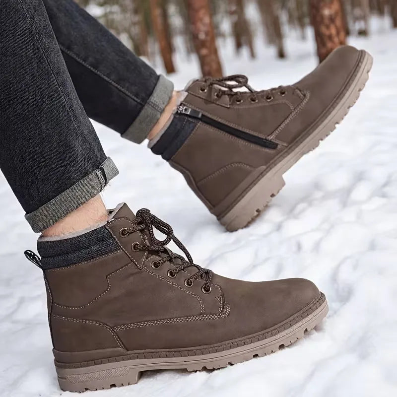 Hombre Botas con Cordones | Cremallera Lateral & Forro Cálido | Otoño e Invierno