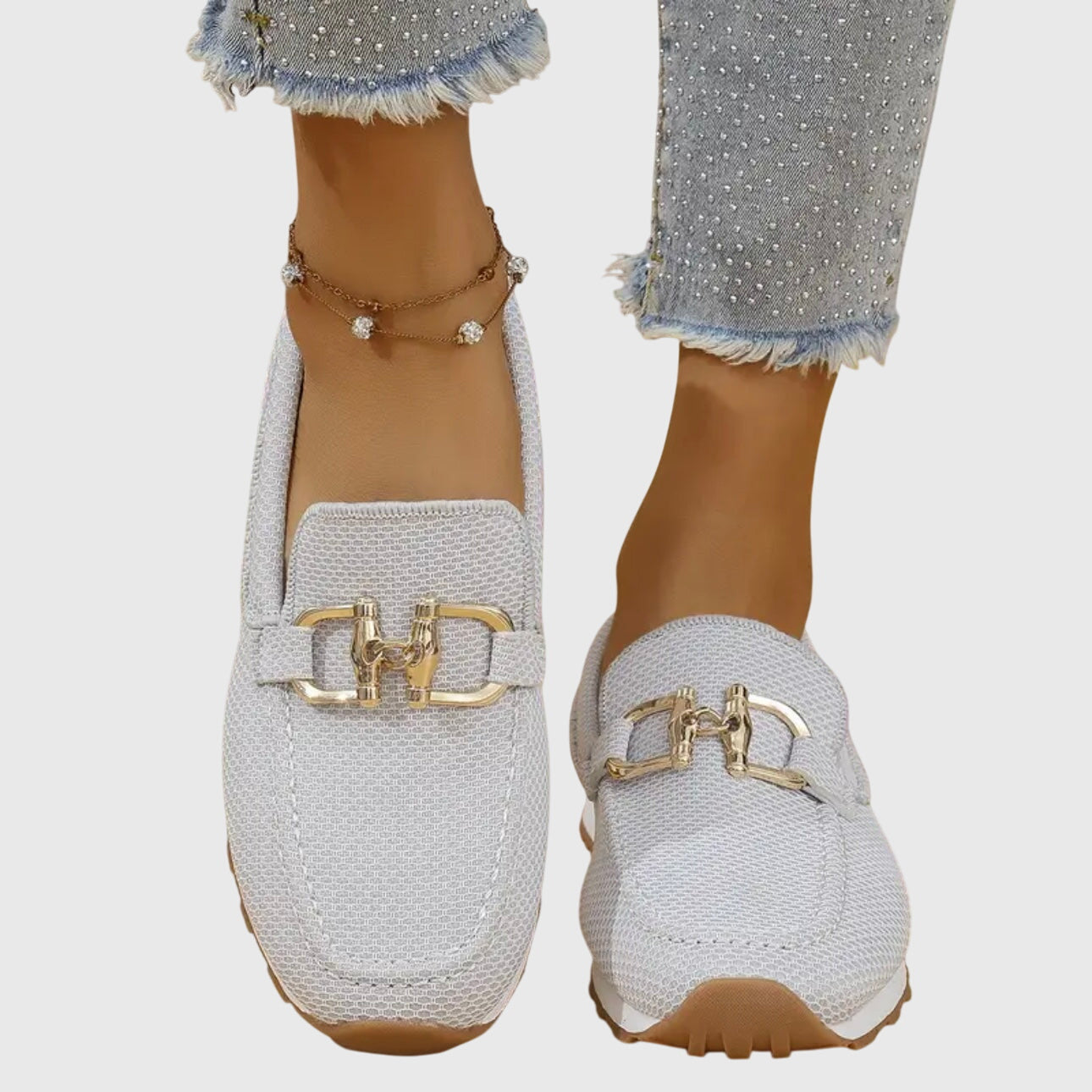 Mocasín de malla con hebilla para mujer | Suela antideslizante