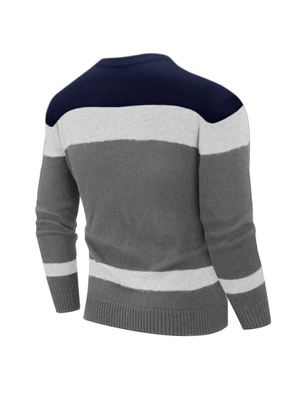 Hombre Jersey de Punto Color Block | Corte Holgado & Diseño Combinable | Uso Diario