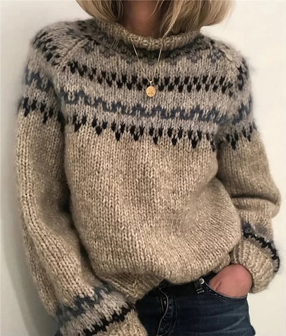 Mujer Jersey de Cuello Alto | Estampado Fair Isle & Punto Grueso | Otoño e Invierno