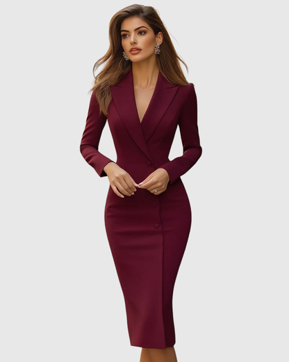 Abito Midi Elegante con Blazer Strutturato | Bianco