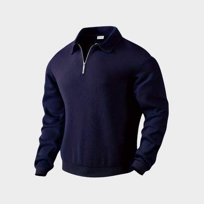 Hombre Jersey con Cremallera | Estampado Geométrico & Cuello con Solapa | Otoño e Invierno