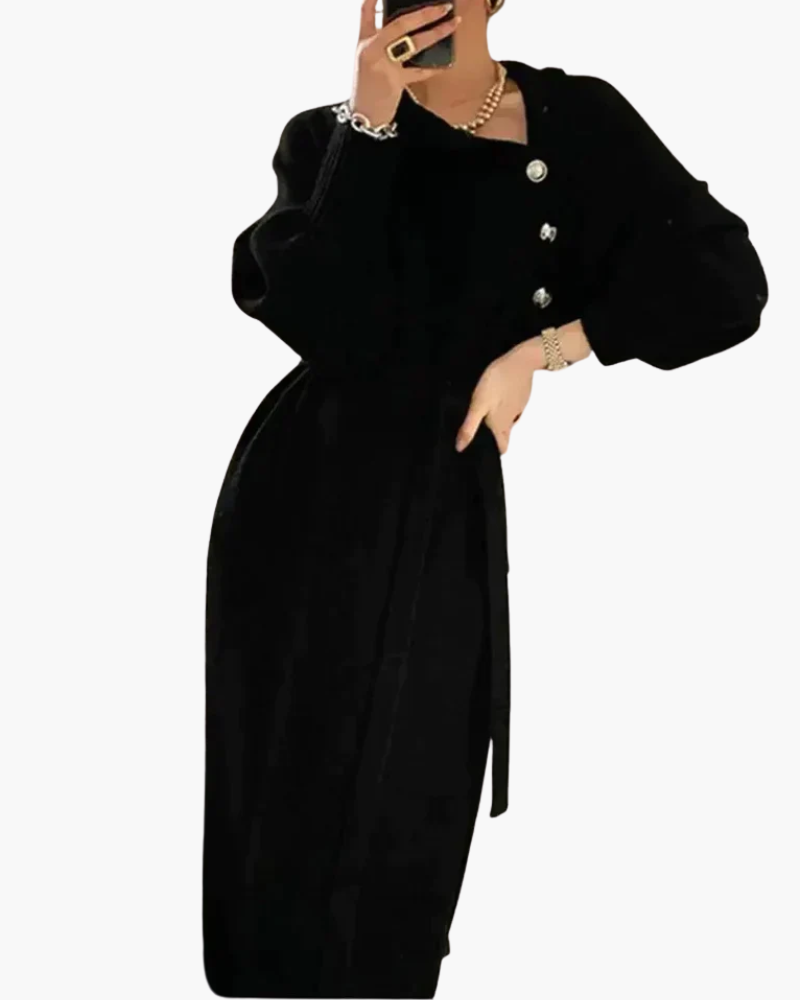 Mujer Vestido de Punto | Cuello Alto & Cinturón | Otoño e Invierno