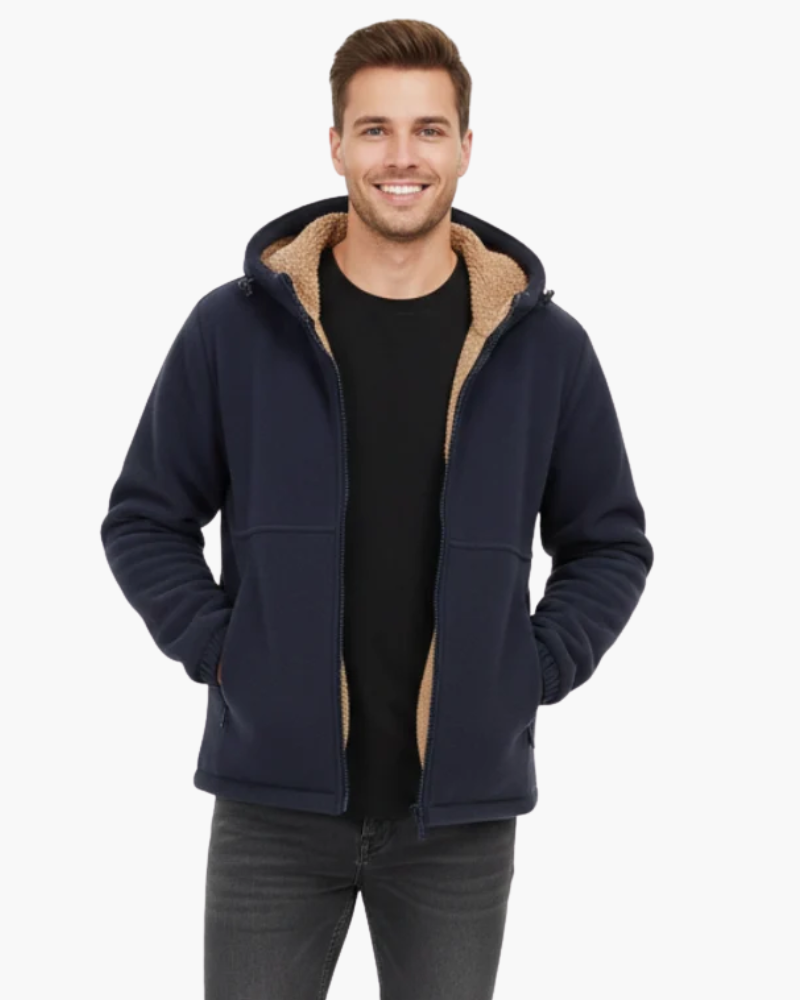 Hombre Chaqueta de Forro Polar con Capucha | Bolsillos con Cremallera & Cierre de Cremallera | Otoño e Invierno