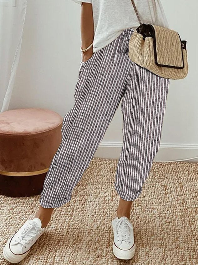 Pantalón largo de lino para mujer | Corte relajado