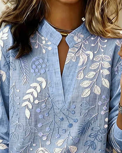 Blusa de flores en tonos pastel con escote en V para mujer | Tejido suave y ligero